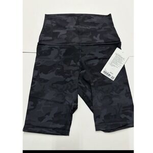 Lululemon Align Shorts Size 8 Super High Rise 10" Black Camo Biker Shorts
